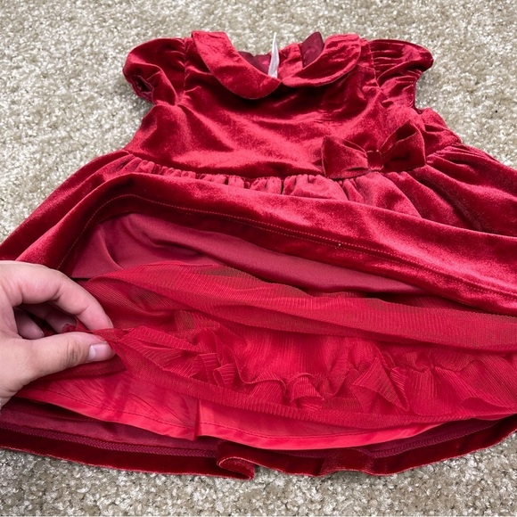 H&M Baby Girl Red Velvet Bow Holiday Christmas Dress 4-6 Months - Picture 3 of 4